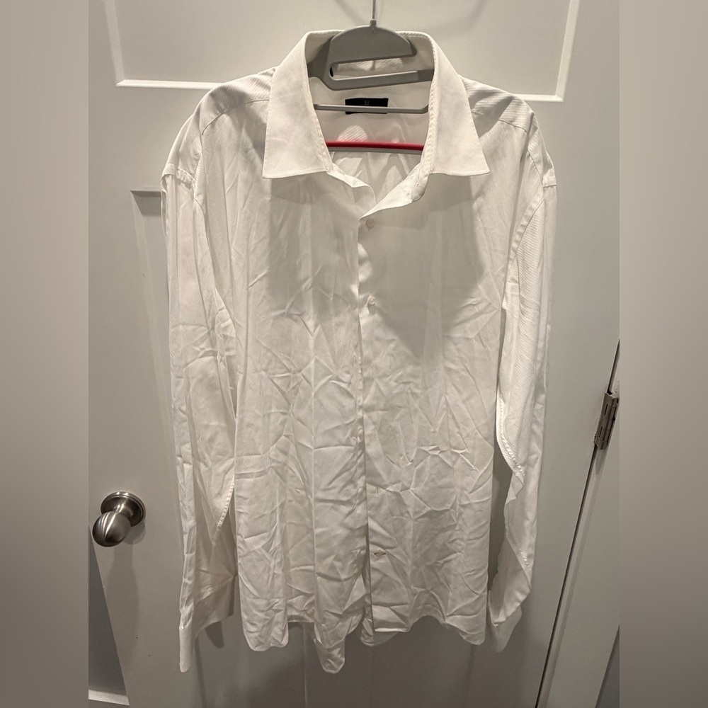 Ike Behar White Dress Shirt Men’s Size 18 XL Long Sleeve Button Up